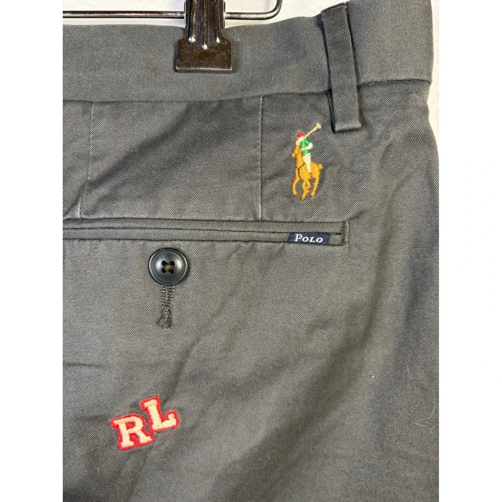 Polo Ralph Lauren Shorts Mens 34 Gray Excellent Embroidered Football Chino